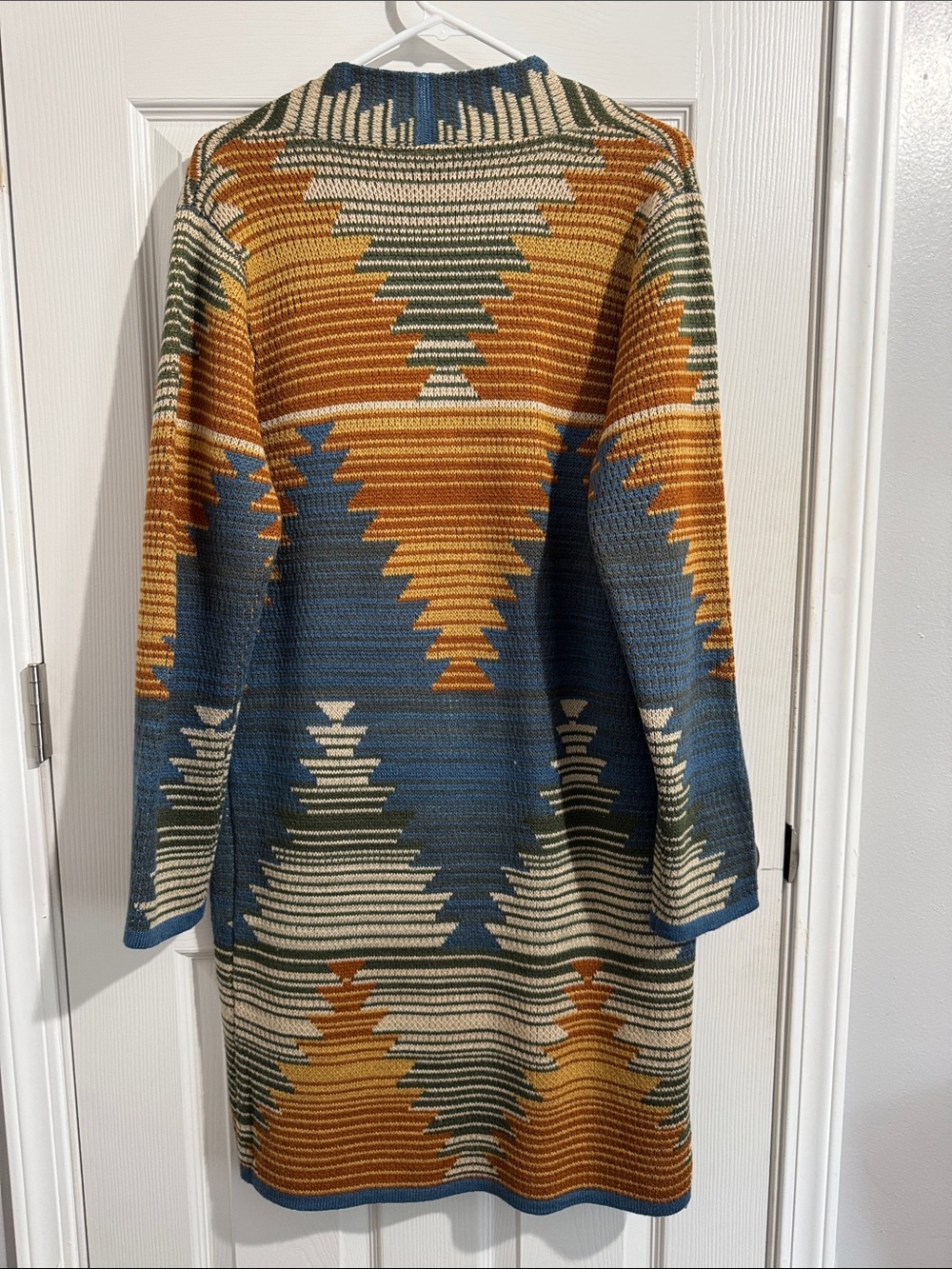 Wrangler Aztec Knit Cardigan in Mustard, Blue, Cream, Green - Picture 3 of 3